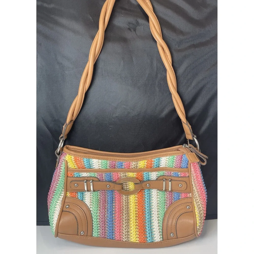 Rosetti Multicolored Woven With‎ Pleather Trim Shoulder Bag Handbag